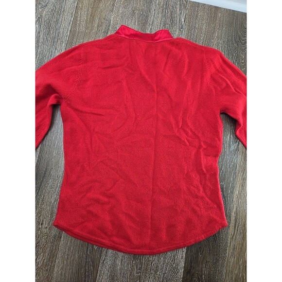 Definite View Red Cashmere Sweater Pullover Women M Asymmetrical Button Placket - Picture 8 of 8